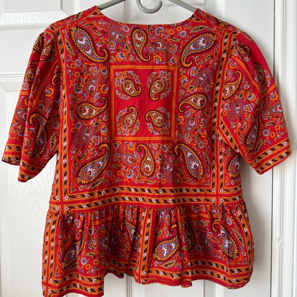 Madewell Bandana Paisley Peplum Wrap Top Size | Madewell Blouse | Medium - Picture 4 of 9